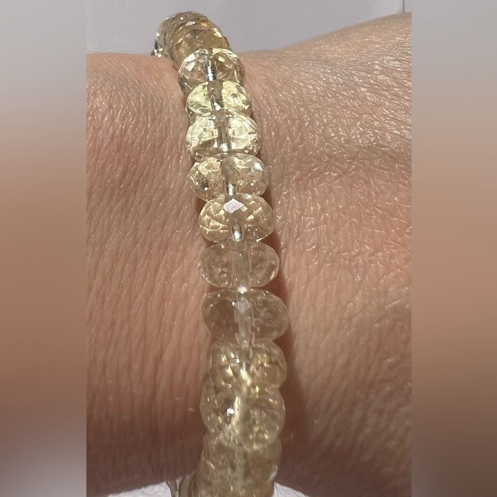 BCIT11 High-End RARE Natural Faceted 8-9mm PASTEL CITRINE Handmade Bracelet